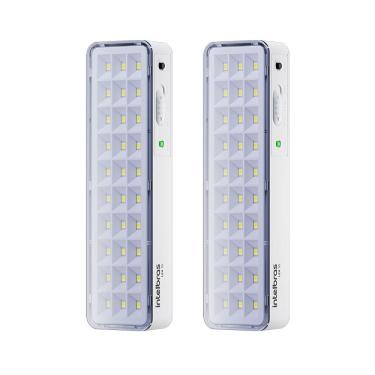 Imagem de Kit 02 Luminárias de Emergência Led Intelbrás Autônoma Lea 31 com 30 Leds Branco Bivolt