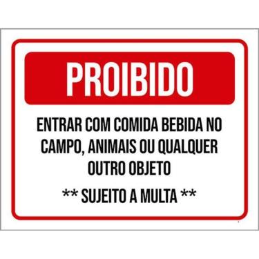 Imagem de Kit 3 Placas Proibido Entrar Comida Bebida