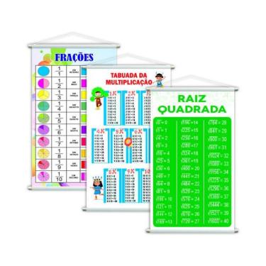 Imagem de Frações + Tabuada + Raiz Quadrada Kit 3 Banners 80X50Cm