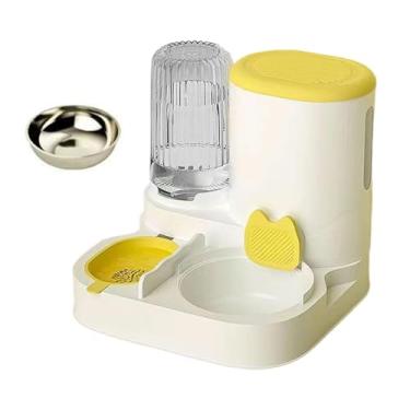 Imagem de Generic Alimentador automático para cães e dispensador de água, alimento portátil para viagem, tigela conveniente para cães, alimentador automático para, Amarelo