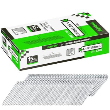 Imagem de meite Pregos de acabamento angular de calibre 15, pregos de acabamento galvanizado série DA de 34 graus de 34 graus para pistolas de pregador - Perfeito para guarnição de janela, construção de