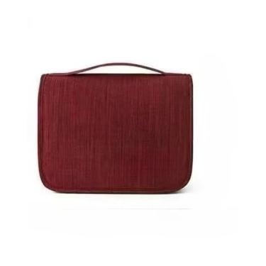 Imagem de Necessaire Organizadora Bolsa Portátil Feminina Para Maquiagem Para Viagem Higiene Pessoal Com Divisória Cabide (Vermelho)