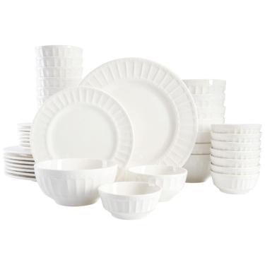 Imagem de Aparelho de Jantar com 40 Peças em Porcelana, Serve 8 Pessoas, Gibson Home Zen, Branco