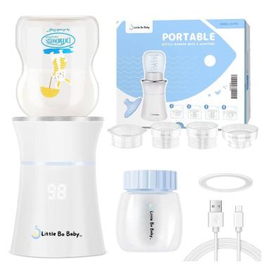 Imagem de Aquecedor de Mamadeira Portátil com Adaptador, para Leite Materno e Fórmula, Little Bo Baby, Branco