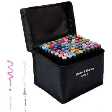 Imagem de Conjunto de Canetas Artisticas á Base de Álcool 80 Cores com Estojo para Crianças, Dabo Shobo