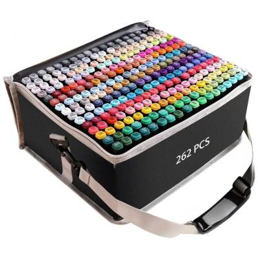 Imagem de Conjunto de Canetas Artisticas 262 Cores á Base de Álcool e Ponta Dupla Perfeito para Crianças, Estudantes e Adultos, ZECHOMA