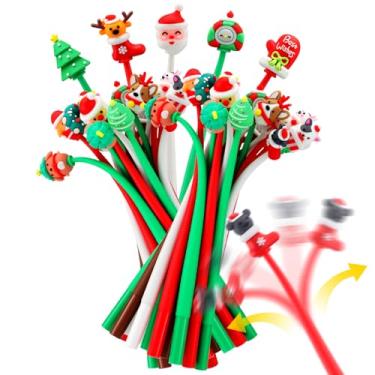 Imagem de Tenceur 60 canetas de Natal fofas de Natal com desenho animado preto caneta de tinta gel vermelha verde branca clássica para lembrancinhas de festa de Natal, material escolar, presentes para