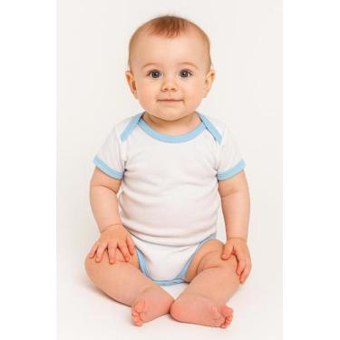 Imagem de Body Infantil para Bebê Branco com Detalhe Azul em Poliplex - no-brand