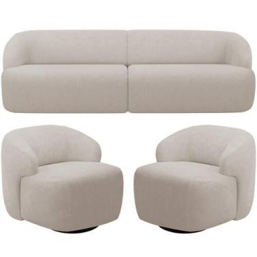 Imagem de Sofá 4 Lugares Curvo Orgânico Com 02 Poltronas Living 280cm Barolo L06