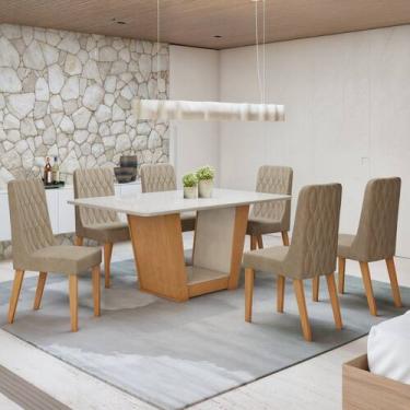 Imagem de Conjunto Sala de Jantar 6 Lugares Retangular Tampo Vidro/MDF Mesa Apog