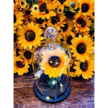 Imagem de Luminária Redoma de Vidro com Pitão O Girassol Encantado Base na Cor p