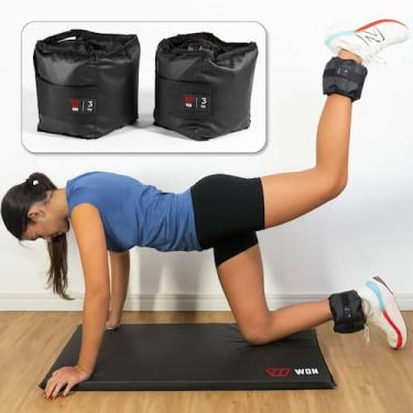 Imagem de Par Caneleira Tornozeleira de Peso 3 kg WON Preto Fitness Academia Mus