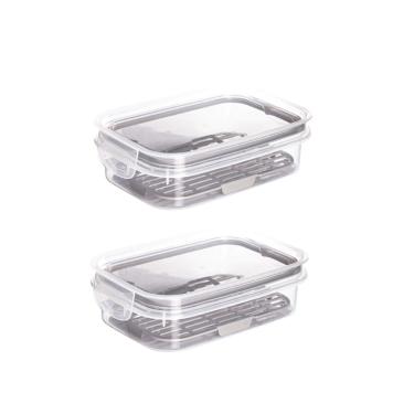 Imagem de Pote Hermetico 500ml Transparente Escorredor Frutas 2un