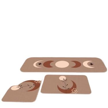 Imagem de Kit 3 Tapetes Para Cozinha Antiderrapante Estampa Folhas Verdes Naturais(10)