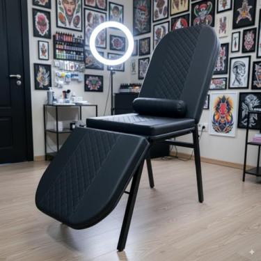 Imagem de Maca Fixa 3 Posições Reclinável Tatuagem Estética Massagem Compact Diamante (Preto)