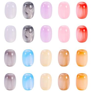 Imagem de 20 peças de contas europeias de resina 16 x 12 mm barril tambor grande contas de imitação olho de gato espaçador solto colorido para pulseira faça você mesmo, joias, caneta, chaveiro decoração