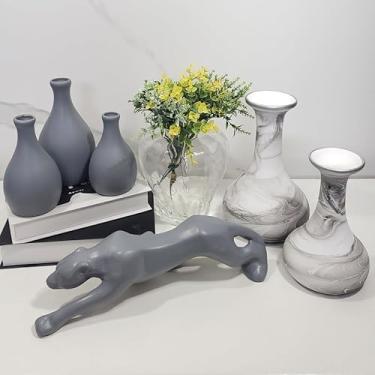 Imagem de Conjunto 6 PeçAs Kit Enfeite CerâMica Vasos Sala Completo Decorativas Trio Rack Centro Mesa Cozinha Jarros Decorativos Para Sala DecoraçãO(ZIFE MESC PR PANTERA CZ G CZ)