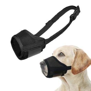 Imagem de Focinheira para cães, de nylon macio, anti-mordida, latido, mastigar, malha de ar respirável, design potável - alças ajustáveis para cães pequenos, médios e grandes