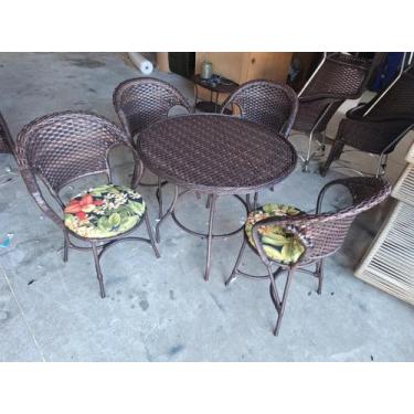 Imagem de Conjunto 4 Cadeiras ArcoBaleno Mesa Borda Trama Central Área Externa J