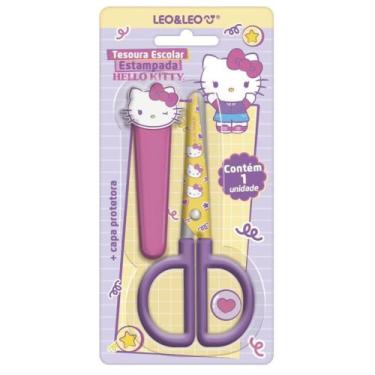 Imagem de Tesoura Escolar Estampada Com Capa Hello Kitty 13cm - Leonora