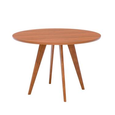 Imagem de Mesa de Jantar Redonda com Tampo MDF Acerola Cinamomo e Madeira 109 cm