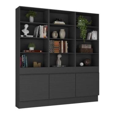 Imagem de Armário/estante Escritório 3 Portas Multimóveis Mp7001 Preto Preto - M