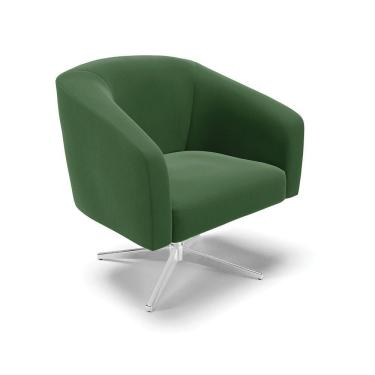 Imagem de Cadeira Sala De Jantar Giratória Base Cromada Stella Suede D03 - D'rossi Cor Verde