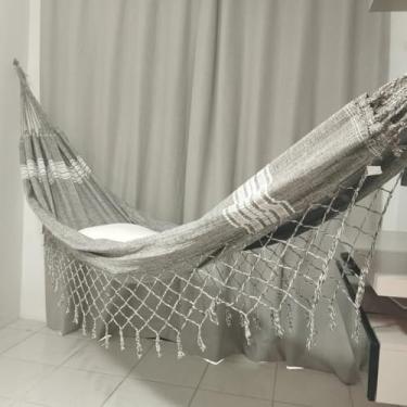 Imagem de Rede de Descanso Casal Pernambucana Artesanal 100% Algodão Reforçada com Renda em Macramê – Rede de Dormir Confortável para Varanda e Jardim(MESCLA)