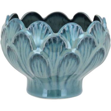 Imagem de CACHEPÔ VASO DECORATIVO PLANTA CERÂMICA 10x15x15cm AZUL