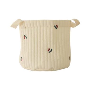 Imagem de simhoa Organizador de fraldas para bebês, cesta de fraldas, portátil, versátil, organizador de trocador, suporte de brinquedos para carro, ambiente, Cereja Grande