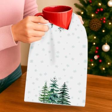 Imagem de Toalhas de cozinha de Natal, 66 x 45 cm, toalha de mão decorativa para banheiro com estampa de feliz Natal, árvore verde branca