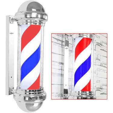 Imagem de Barber Pole Barber Shop Pole Sign Rotating Lighting Stripe Illuminating Pole Hair Salon Wall Hanging Led Downlights, Red Blue White, A