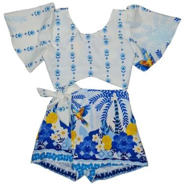 Imagem de Conjunto Infantil Juvenil Short saia Cropped Amarração Menina - 2L Kid