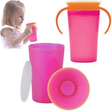 Imagem de Copo De Treinamento 360° Com Alças Tampa Antivazamento Transição Caneca Para Bebês 260ml