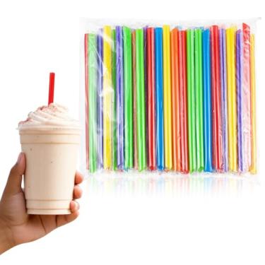 Imagem de Tessco for you 600 canudos de smoothie jumbo de 16,29 cm a granel canudos grandes de plástico descartáveis para chá de bolhas de boca larga embrulhados individualmente para beber milkshakes caseiros