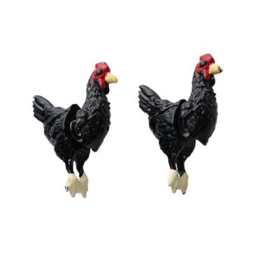 Imagem de Brincos de galinha engraçados - mini brincos de galinha realistas 3D, galinhas, brincos pendentes de galo, Small, Resina, Sem pedra preciosa