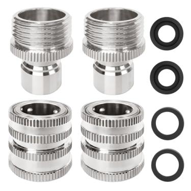 Imagem de Conexão rápida de mangueira de jardim de 3/4 polegadas GHT, encaixe de mangueira de água de aço inoxidável, conector de mangueira de liberação rápida,