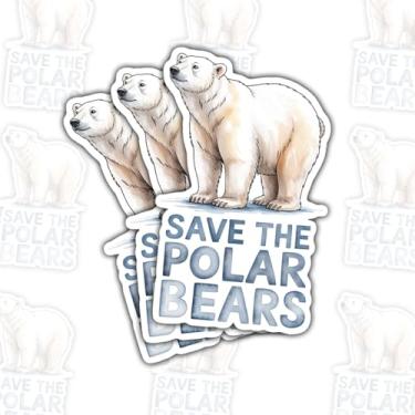 Imagem de Adesivos de vinil motivacionais de conservação de animais árticos com 3 peças Save the Polar Bear para laptop, caderno, diário, garrafa de água, para-choques de carro, garrafa hidráulica, presente