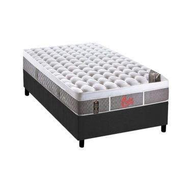 Imagem de Cama Box Solteiro: Colchão Molas Castor Pocket Light Stress Oxygen New Plush + Base Gray(88X188)