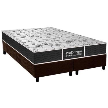 Imagem de Cama Box Queen: Colchão Molas Probel Prolastic Prodormir Sleep + Base Crc Suede Marrom(158X198)