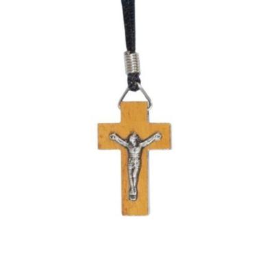 Imagem de Cordão Cruz Marfim Imbuia Pequena com Cristo - Zanato