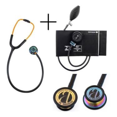 Imagem de Kit Esfigmomanômetro + Estetoscópio Duplo Bic - Cores,  Preto Black Ra