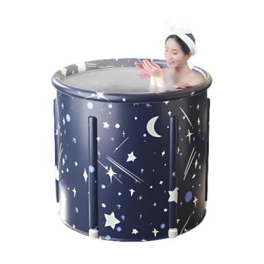 Imagem de Banheira de Banho Portátil Plegável para Adultos Imersão Espessada Não Inflável com Varas Suporte Camada Isolação Térmica Mantém a Temperatura da Água Vapor SPA Gelo Fácil Armazenar Espaço Pequeno PVC