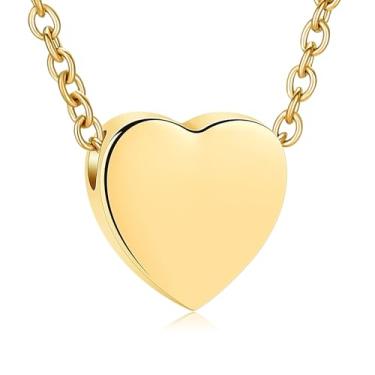 Imagem de Oinsi Joias de cremação de coração para cinzas colar de urna para mulheres e homens, suporte de cinzas memorial, lembrança de aço inoxidável, pingente de urna para medalhões de cinzas humanas, Sem