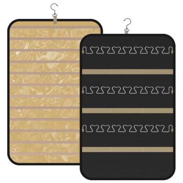 Imagem de Vilnemenes Organizador de joias para pendurar, bolsa de armazenamento de joias dupla face com bolsos e suporte de colar para armário, porta e parede