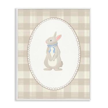 Imagem de Stupell Industries Coelhinho em xadrez verde preto emoldurado, arte giclée, design por The Paper Curator, 14 x 11