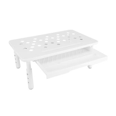 Imagem de GOWENIC Riser de Suporte para Monitor de Computador, Riser Ajustável para Laptop Com Gaveta e Orifício de Ventilação, Organizadores de Mesa e Acessórios para Escritório, Casa, Escola (Branco)