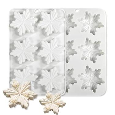 Imagem de 1 pç molde de silicone floco de neve moldes de bolo de chocolate de Natal moldes de fondant para doces de Natal bandejas de silicone molde de panela festival sabão artesanal cubos de gelo moldes de
