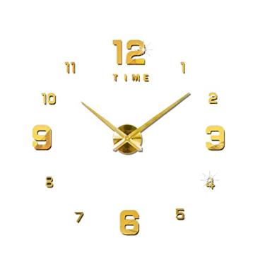 Imagem de Parede DIY Relógio Parede de espelho 3D sem moldura Relógio Grandes adesivos de parede mudos para decoração de casa de sala de estar