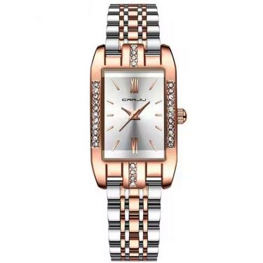 Imagem de Relógio De Quartzo Feminino Design Quadrado Bracelete De Aço Inoxidável Impermeavel 3atm Prata